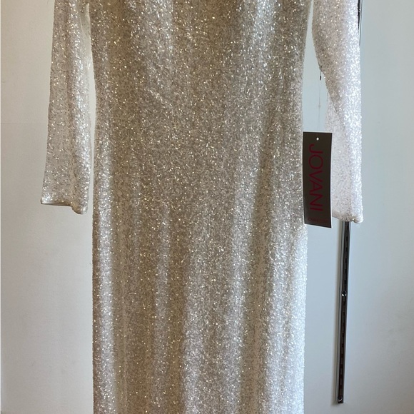 Jovani. 2927 white sequin long sleeve evening gown. - Picture 6 of 7